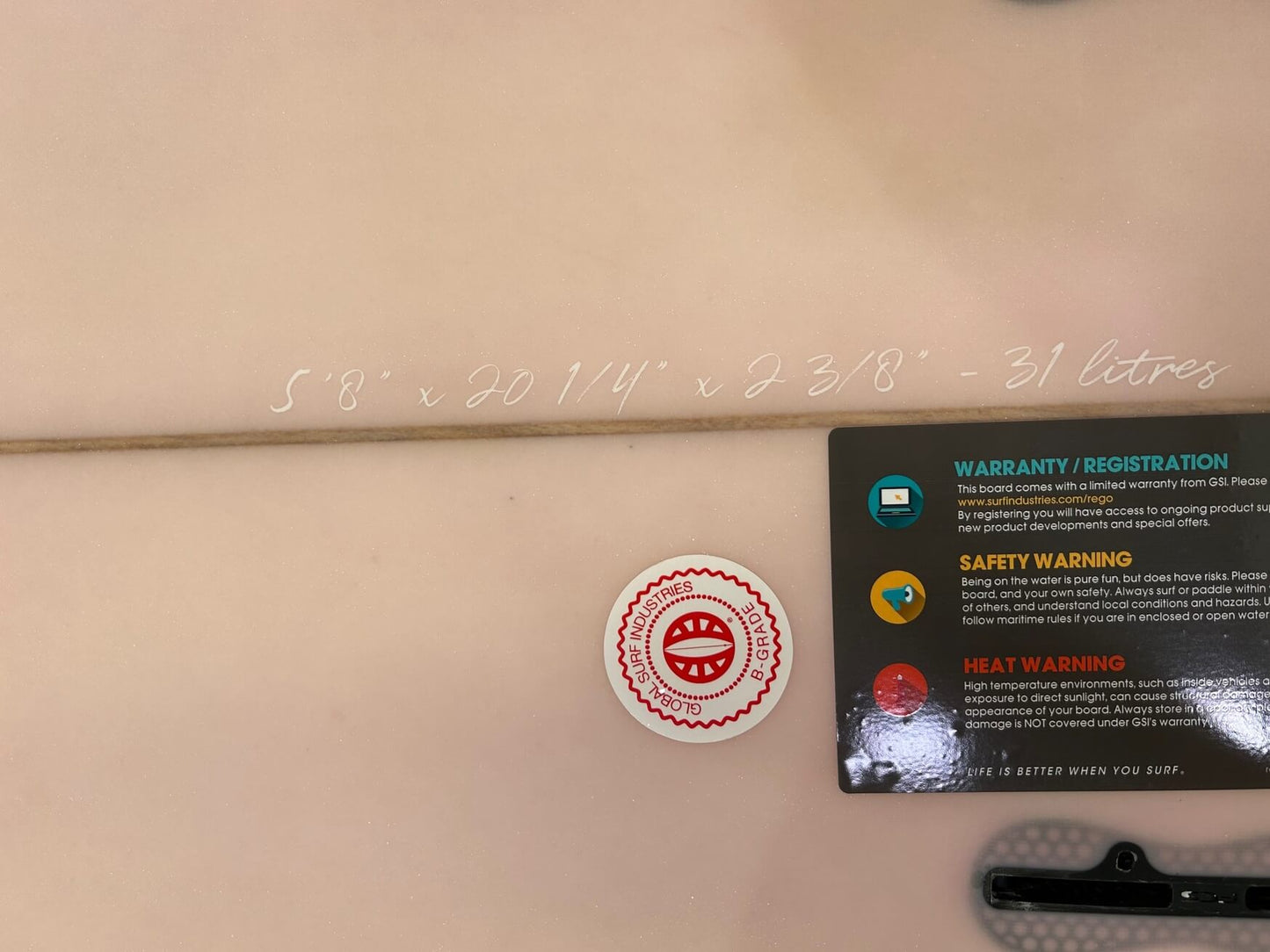 5'8 Shorebird Twin Pink 31Litres