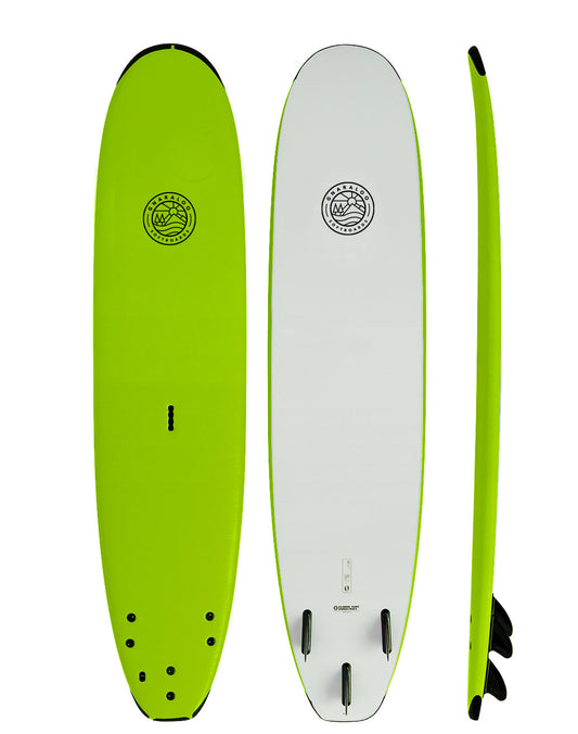 Gnaraloo soft surfboard in lime green