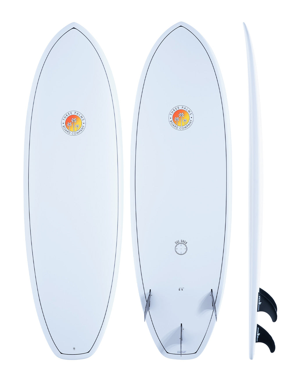 Three Palms Board Co Surfboards - Due Back white surfboard
