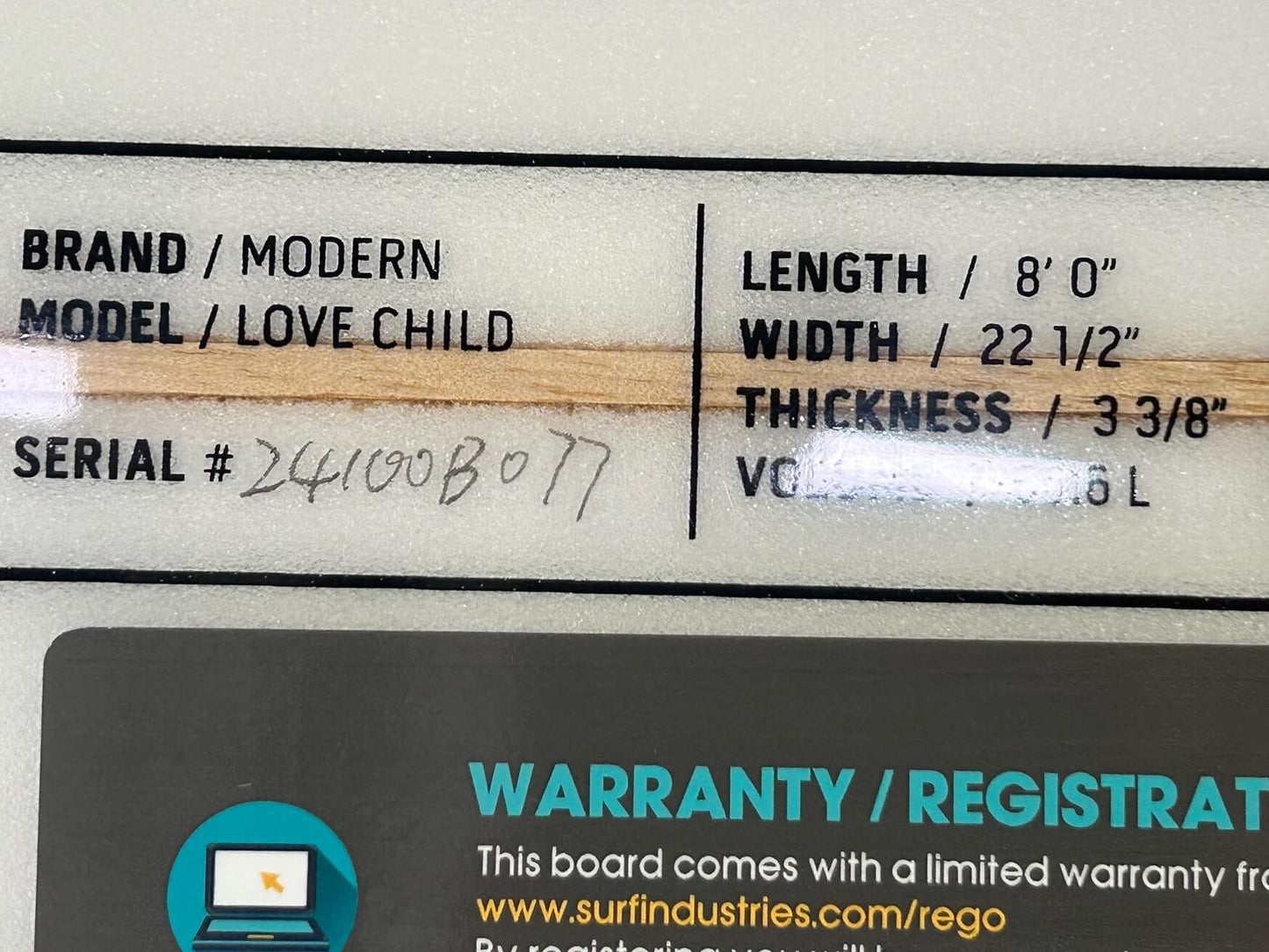 8'0" Modern Lovechild 66 Litres