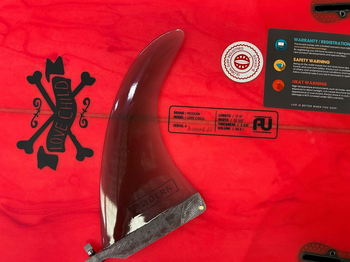 8'0" Modern Lovechild Red 66 Litres