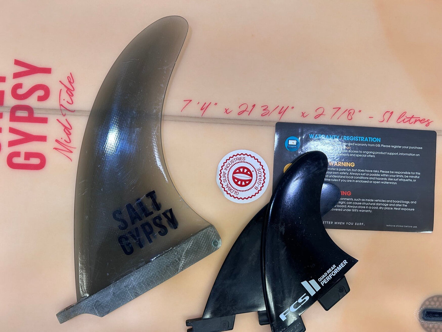 7'4' Salt Gypsy Mid Tide Peachfuzz 51 litres