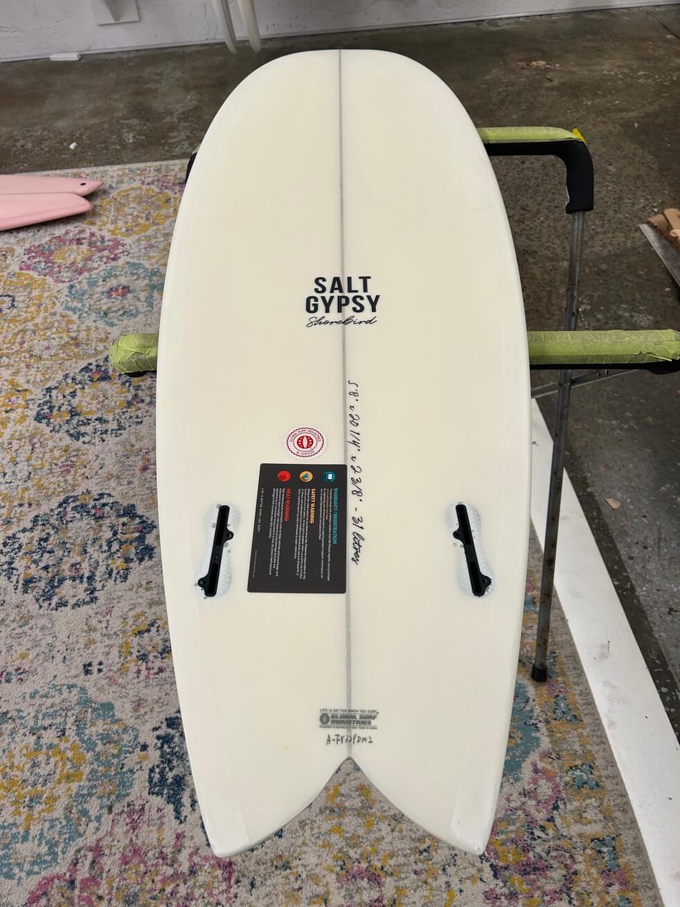 5'8" Shorebird Twin Salt Gypsy white