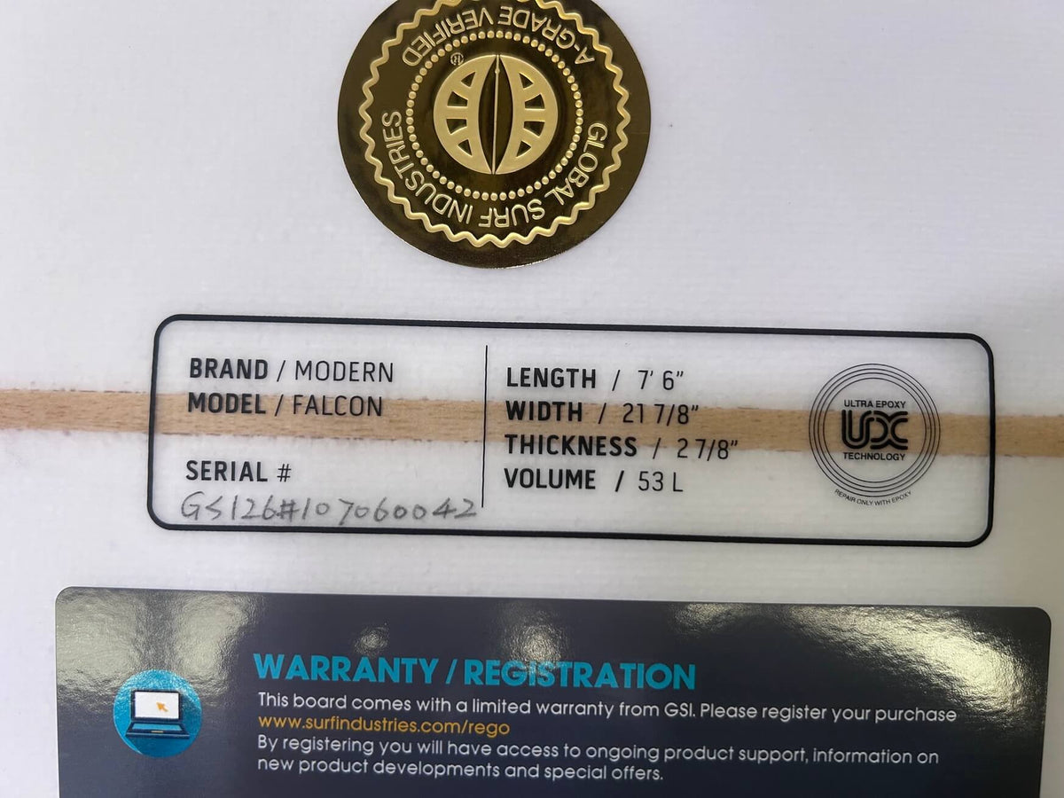 7'6" Modern Falcon Golden Orange 53 Litres