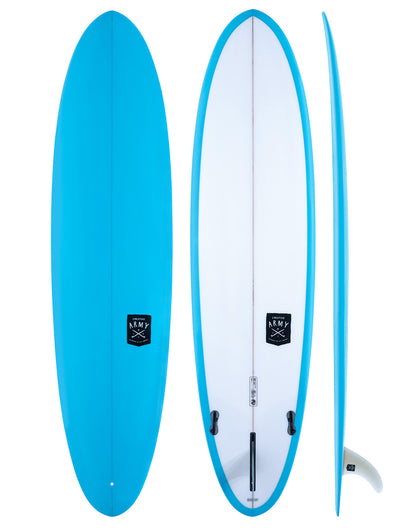 Creative Army Surfboards - Huevo mid length blue and white surfboard