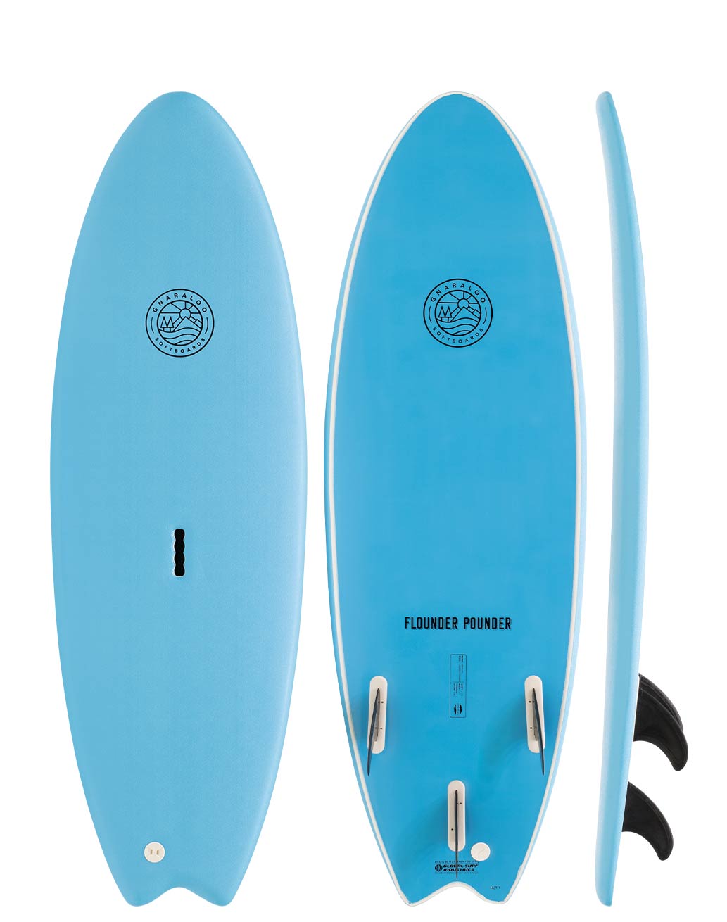 Gnaraloo soft surfboards - Flounder Pounder blue surfboard