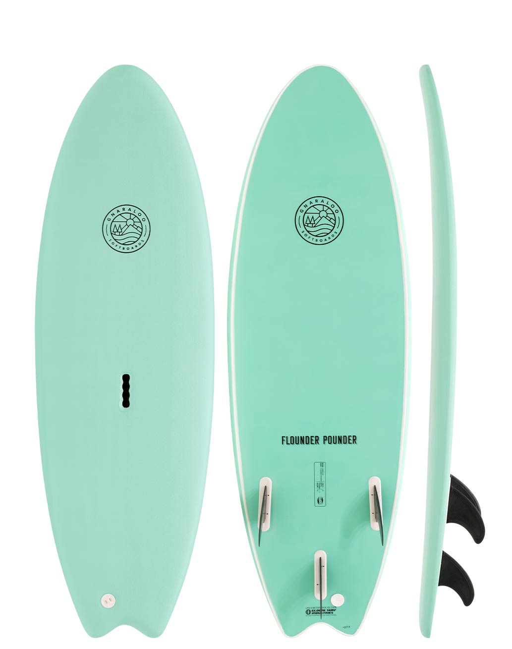 Gnaraloo soft surfboards - Flounder Pounder green surfboard
