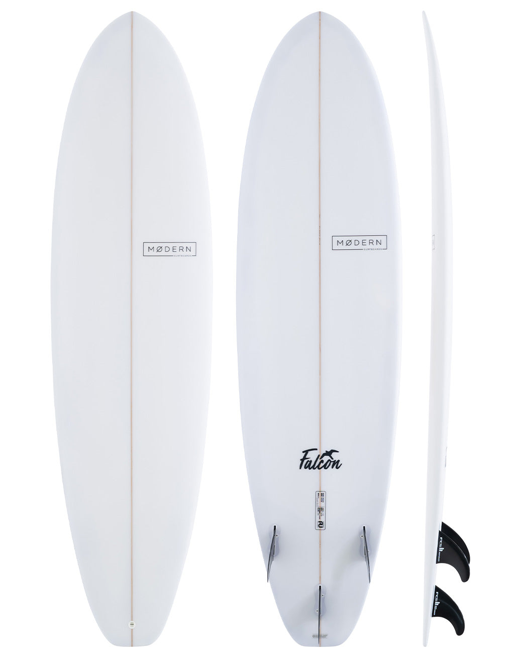 Modern Surfboard Falcon. Mid length surfboard - clear