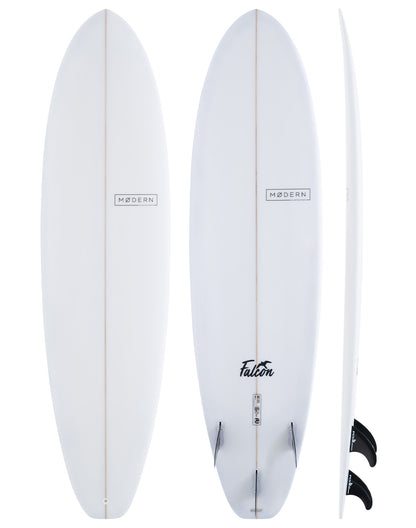 Modern Surfboard Falcon. Mid length surfboard - clear
