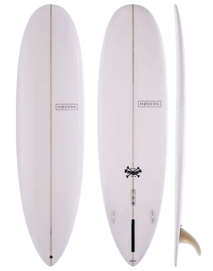 Modern Surfboard Love Child. Mid Length surfboard - clear