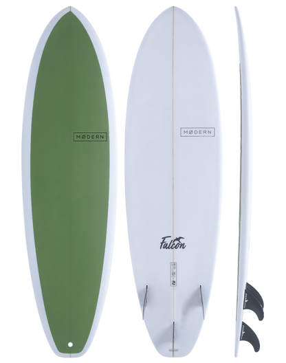 Modern Surfboard Falcon. Mid length surfboard - pine green