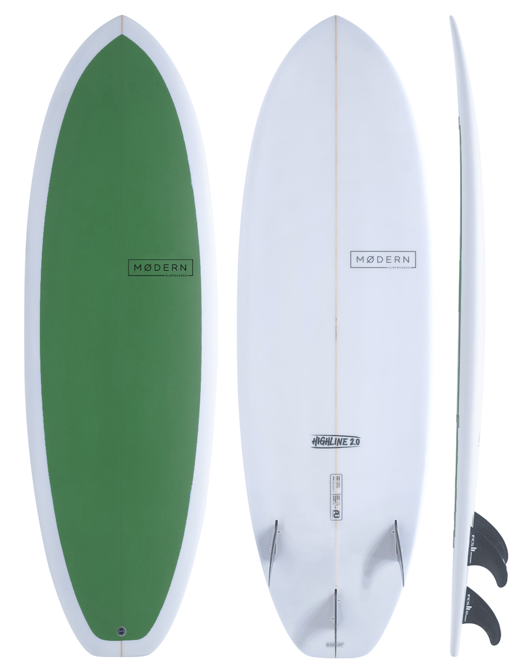 Modern Surfboards Highline 2.0 shortboard - pine green