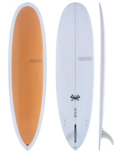 Modern Surfboard Love Child. Mid Length surfboard - golden orange