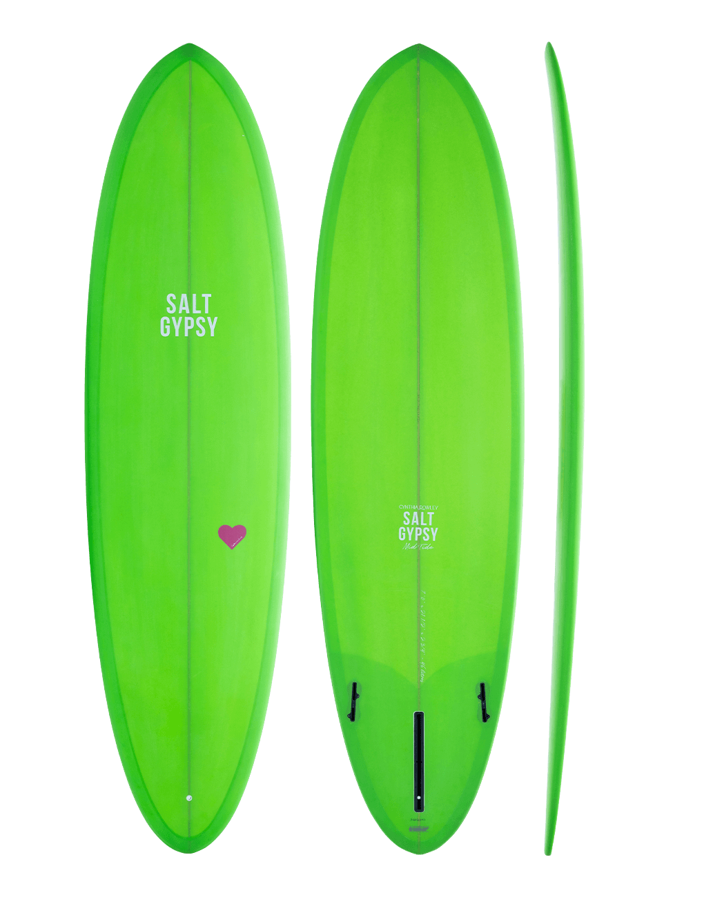Cynthia Rowley x Salt Gypsy Mid Tide mid length surfboard - gecko green