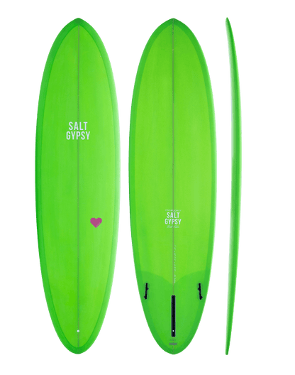 Cynthia Rowley x Salt Gypsy Mid Tide mid length surfboard - gecko green