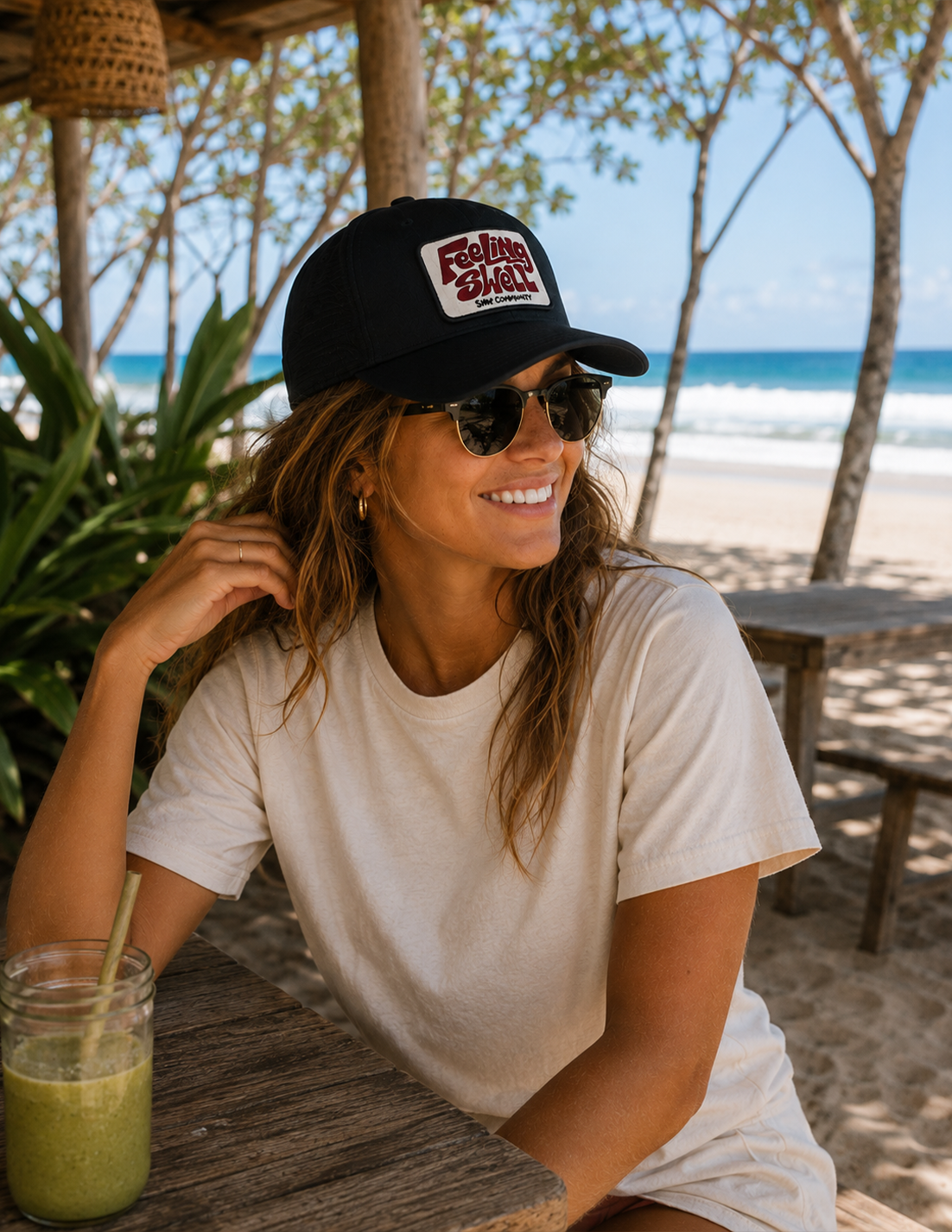 Feeling Swell Embroidered Logo Badge Flex Fit Cap in black