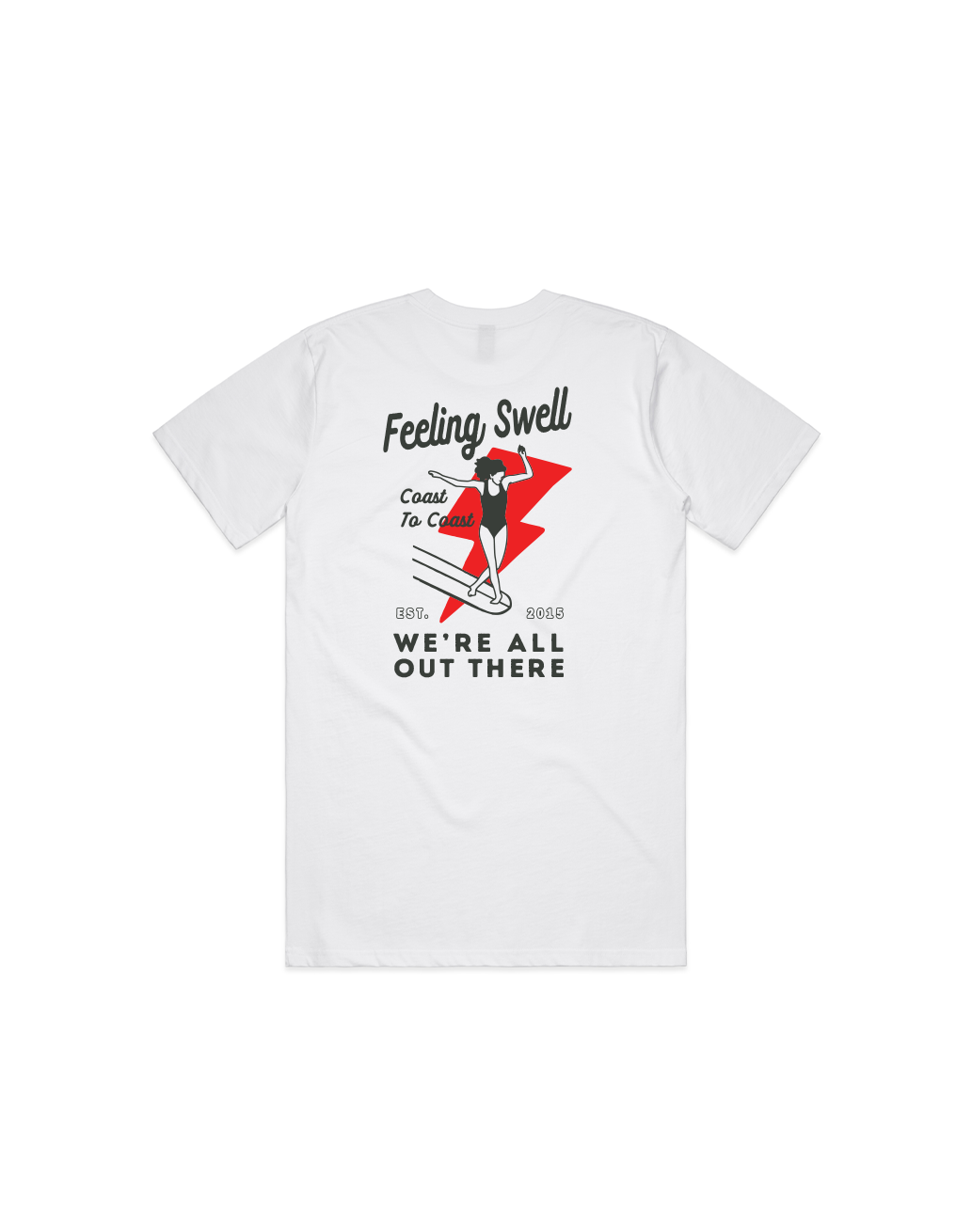 Feeling Swell Men's coast to Coast Tshirt in white - back view