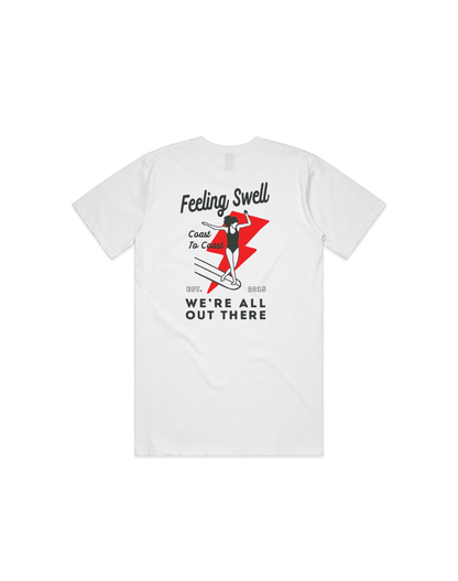 Feeling Swell Men's coast to Coast Tshirt in white - back view
