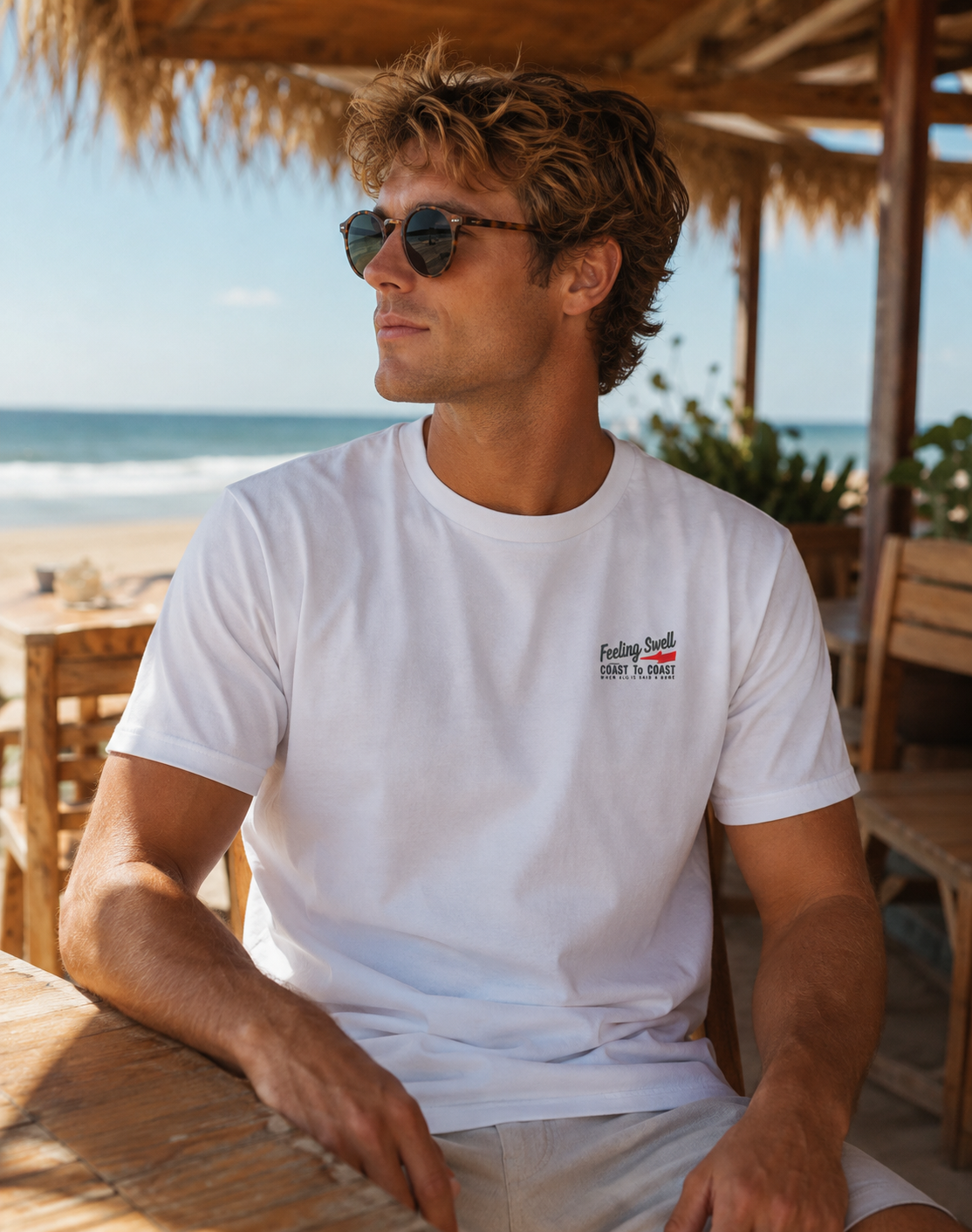 Feeling Swell Men's coast to Coast Tshirt in white - front view