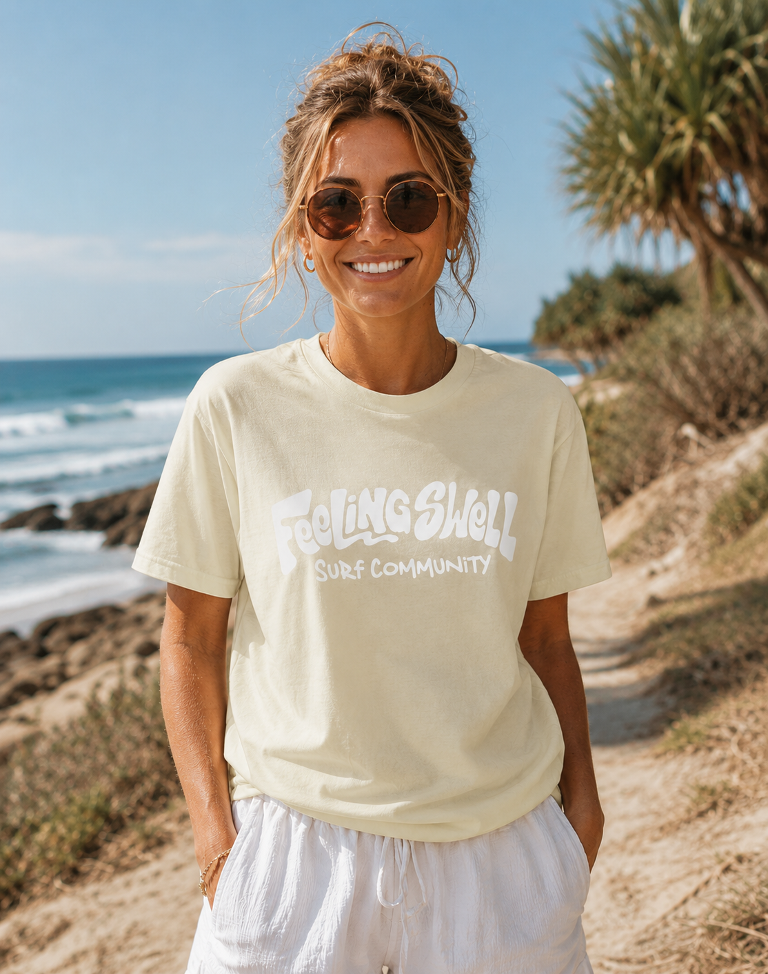 Feeling Swell Women's Classic TShirt in Butter Yellow.