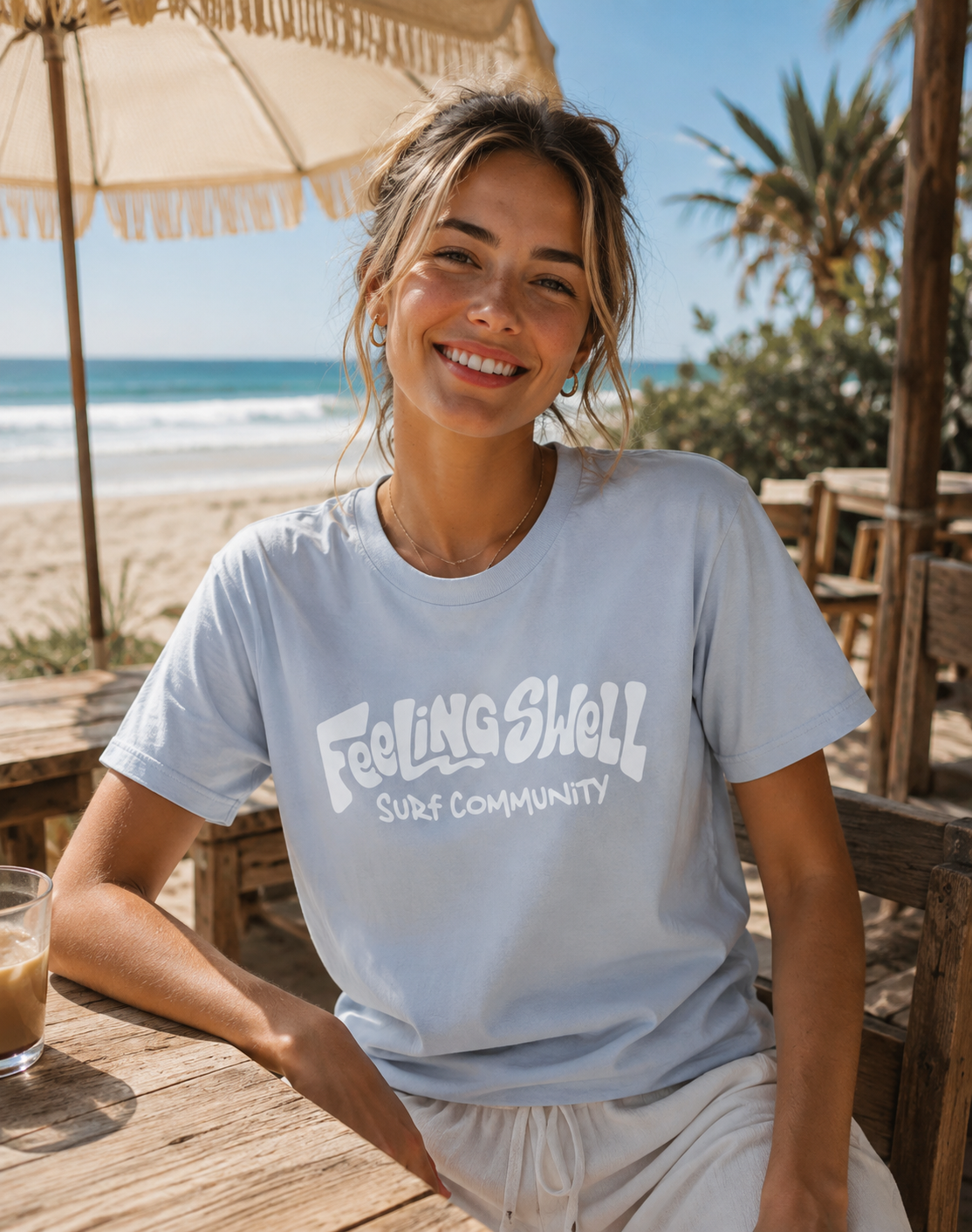 Feeling Swell Women's Classic TShirt in Powder Blue.