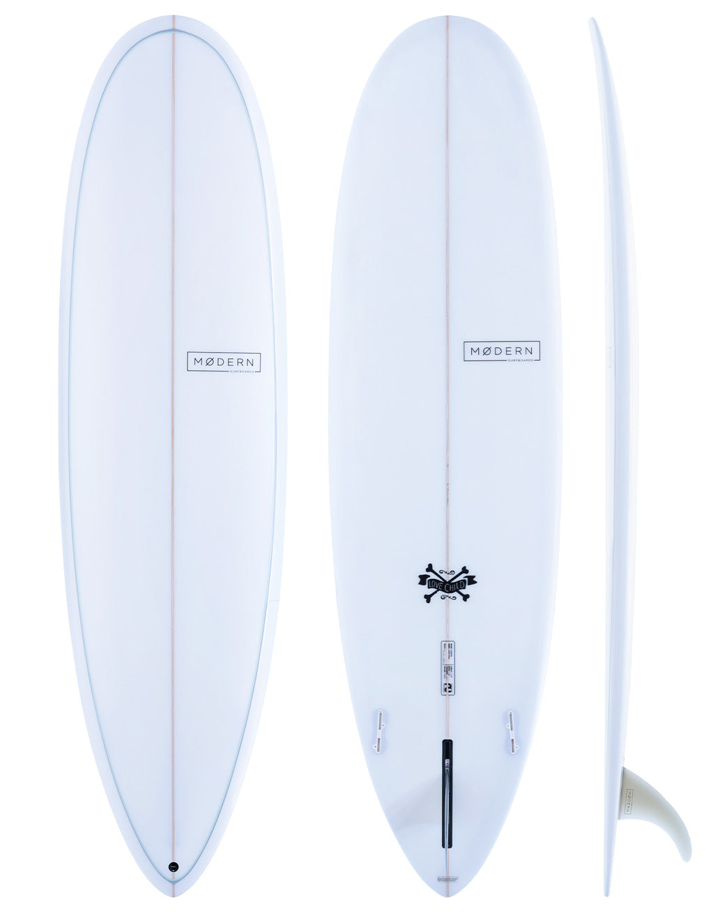 Modern surfboards Love Child mid length surfboard - clear