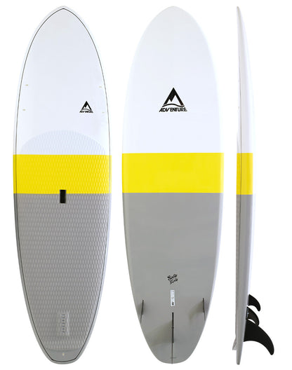 Adventure Paddleboarding - sixty forty yellow, grey and white stand up paddleboard