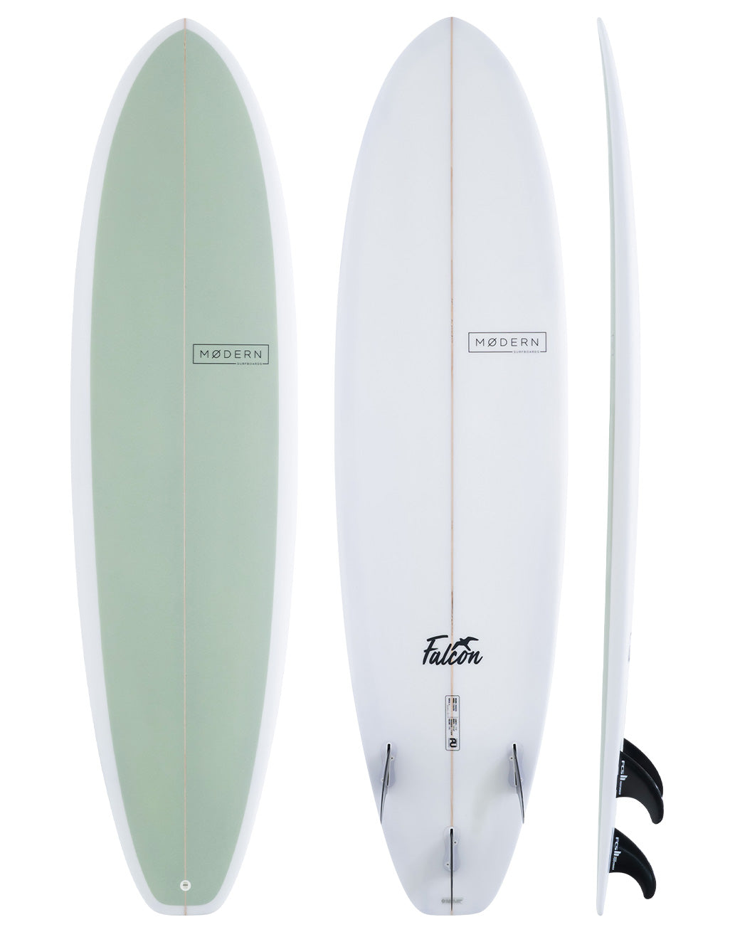 Modern Surfboards Falcon - olive mid length surfboard