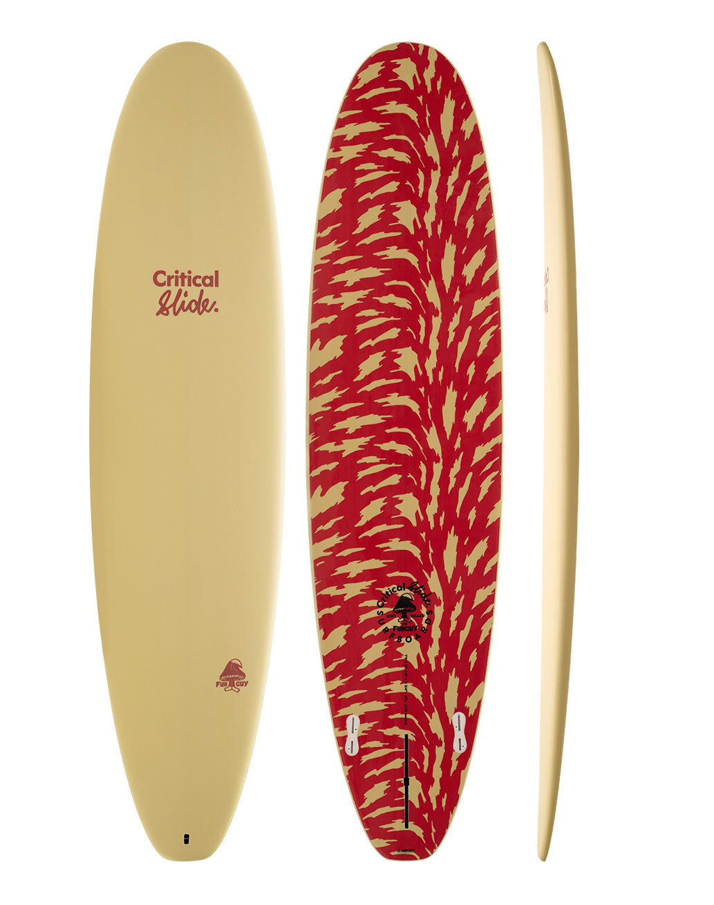 The Critical Slide Society Surfboards - Fun Guy bone and red soft surfboard